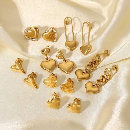 Wind Heart Pendant Earrings 14K Gold-plated nugget earrings